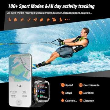 Military Smart Watch for Men (Answer/Make Calls), 2.01'' Smart Watch for Android and iPhone, Fitness Tracker with Flashlight/Compass/100 Days Battery/Heart Rate/Sleep/100+ Sport Modes(2 Straps)