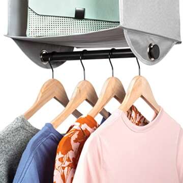 HOLDN’ STORAGE - 3 Shelf Hanging Closet Organizer - Closet Storage and RV Closet Hanging Organizer - Grey with Black Metal Rod - 12” W x 12” D x 29-1/2” H - Closet Hanging Shelves for College Dorms