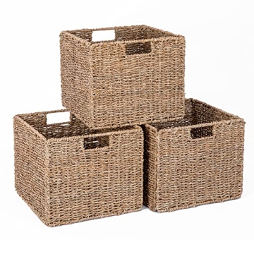 Seagrass Storage Baskets - Set of 3 for Stylish Home Organization