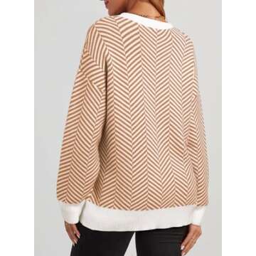 Dokotoo Sweaters for Women Trendy Crew Neck Striped Color Block Casual Loose Fall Outfits Knitted To...