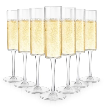 mwellewm 24 Pcs Plastic Champagne Flutes 6 Oz Disposable Acrylic Unbreakable Clear Champagne Glasses...