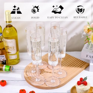 Elegant Plastic Champagne Flutes - 24 Pcs for Parties