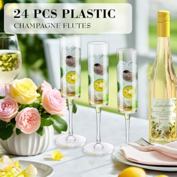 Elegant Plastic Champagne Flutes - 24 Pcs for Parties