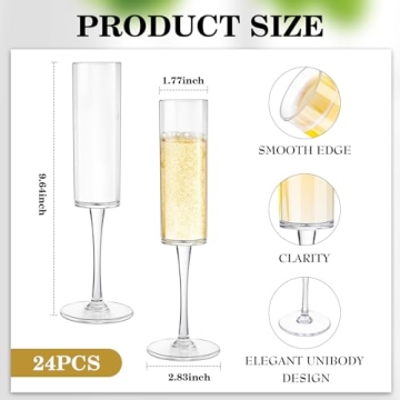 Elegant Plastic Champagne Flutes - 24 Pcs for Parties