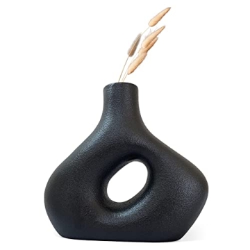 Circle Vase - Modern Black Ceramic for Home Decor