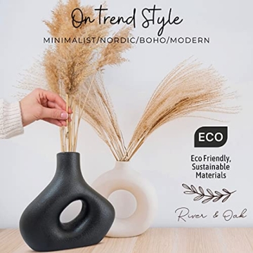 Circle Vase - Modern Black Ceramic for Home Decor