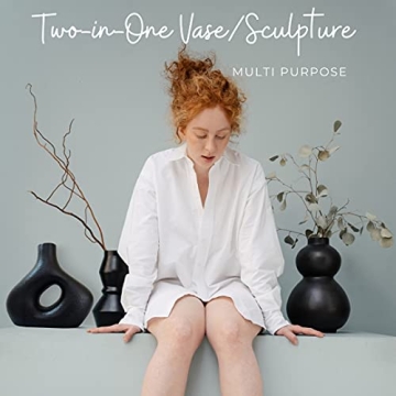 Circle Vase - Modern Black Ceramic for Home Decor