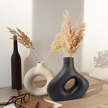 Circle Vase - Modern Black Ceramic for Home Decor