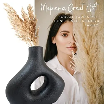 Circle Vase - Modern Black Ceramic for Home Decor