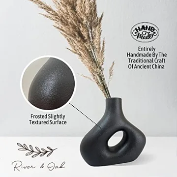 Circle Vase - Modern Black Ceramic for Home Decor