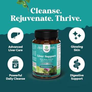Liver Cleanse Detox & Repair 70 Capsules - Herbal Liver Support Milk Thistle Supplement - Silymarin Milk Thistle Supplements with Dandelion Root, Choline, Beetroot & Artichoke Extract