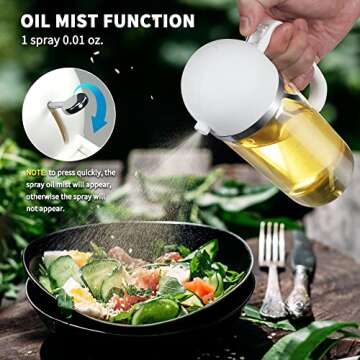 CXINYI 17oz Olive Oil Dispenser - 2 in 1 Oil Dispenser and Oil Sprayer - 500ml Oil Bottle with Pourer - Oil Sprayer for Cooking, Kitchen, Salad, Barbecue 2 pcs Black & White