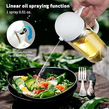 CXINYI 17oz Olive Oil Dispenser - 2 in 1 Oil Dispenser and Oil Sprayer - 500ml Oil Bottle with Pourer - Oil Sprayer for Cooking, Kitchen, Salad, Barbecue 2 pcs Black & White