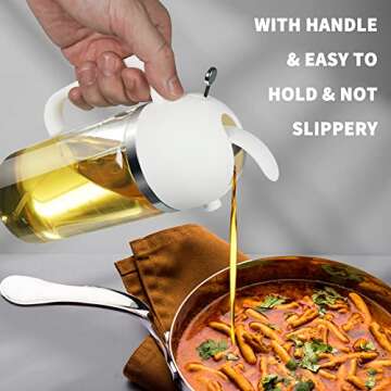 CXINYI 17oz Olive Oil Dispenser - 2 in 1 Oil Dispenser and Oil Sprayer - 500ml Oil Bottle with Pourer - Oil Sprayer for Cooking, Kitchen, Salad, Barbecue 2 pcs Black & White