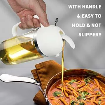 CXINYI 17oz Olive Oil Dispenser - 2 in 1 Oil Dispenser and Oil Sprayer - 500ml Oil Bottle with Pourer - Oil Sprayer for Cooking, Kitchen, Salad, Barbecue 2 pcs Black & White