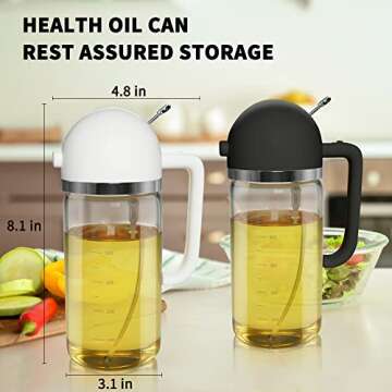 CXINYI 17oz Olive Oil Dispenser - 2 in 1 Oil Dispenser and Oil Sprayer - 500ml Oil Bottle with Pourer - Oil Sprayer for Cooking, Kitchen, Salad, Barbecue 2 pcs Black & White