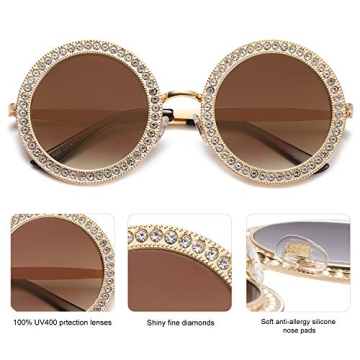 SOJOS Oversized Rhinestone Sunglasses for Festivals