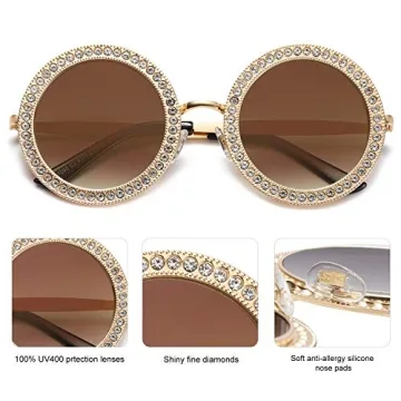 SOJOS Oversized Rhinestone Sunglasses for Festivals