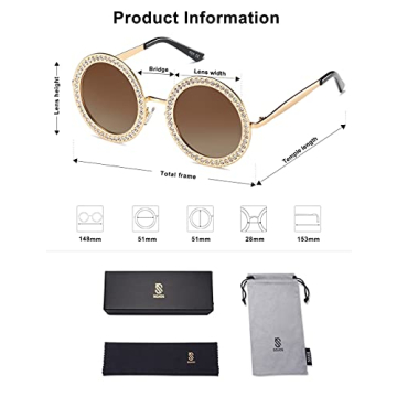 SOJOS Oversized Rhinestone Sunglasses for Festivals