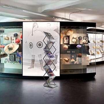 HUAZI Foldable Aluminum Magazine Rack, Portable Pop-up Display Stand, 6 Pockets, A4 Size, for Trade Shows, Office, Retail Store