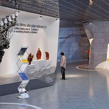 HUAZI Foldable Aluminum Magazine Rack, Portable Pop-up Display Stand, 6 Pockets, A4 Size, for Trade Shows, Office, Retail Store