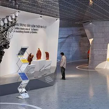 HUAZI Foldable Aluminum Magazine Rack, Portable Pop-up Display Stand, 6 Pockets, A4 Size, for Trade Shows, Office, Retail Store