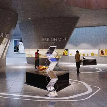 HUAZI Foldable Aluminum Magazine Rack, Portable Pop-up Display Stand, 6 Pockets, A4 Size, for Trade Shows, Office, Retail Store