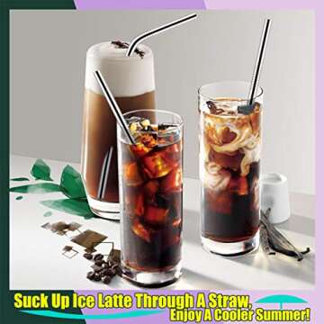 Antonki 11PCS Stainless Steel Straws, 12 Piece Set