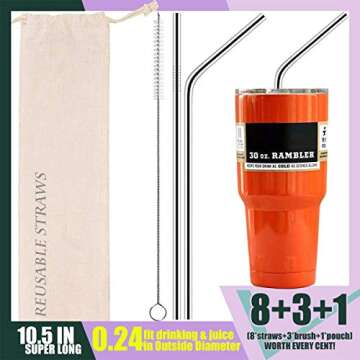 Antonki 11PCS Stainless Steel Straws, 12 Piece Set