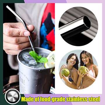Antonki 11PCS Stainless Steel Straws, 12 Piece Set