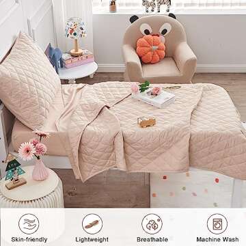 Wowelife Beige Toddler Bedding Set for Girls and Boys, Premium 4 Pieces Kids Bed in a Bag, Toddler Bed Sheet Set, Beige Toddler Bed Set, Super Soft and Comfortable for Toddler