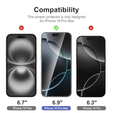 NEW'C 3 Pack Designed for iPhone 17 Pro Max, iPhone 16 Pro Max Screen Protector (6.9 inches), Enhanc...