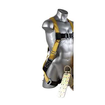 Guardian 00815 Rooftop Safety Kit - 50 ft Vertical Lifeline Assembly | Reusable Temper Anchor | Full Body Harness | Yellow Storage Bucket