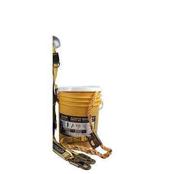 Guardian 00815 Rooftop Safety Kit - 50 ft Vertical Lifeline Assembly | Reusable Temper Anchor | Full Body Harness | Yellow Storage Bucket