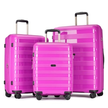 GinzaTravel PP material 3-piece expandable luggage sets with Spinner Wheels， Suitcase with TSA Loc...
