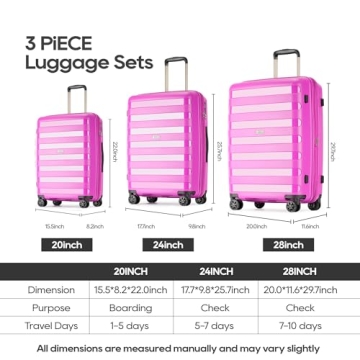 Durable GinzaTravel Expandable Luggage Set with Spinner Wheels