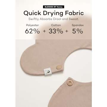 Konny Baby Bibs 5-Pack, 360 ​​° Rotate, Newborn Gifts, Soft and Absorbent Bandana Drooling for Boys Girls baby Essentials - Set 11(Red Flower, Beige, Mimosa, Lavender, Pink Gingham)