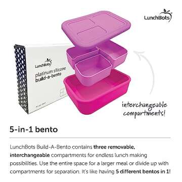 LunchBots Build-A-Bento Lunch Box - Silicone, Multi-Compartment