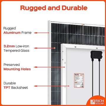 RICH SOLAR 200 Watt 24 Volt 9BB Cell Monocrystalline Solar Panel High Efficiency Solar Module for RV Trailer Camper Marine Off Grid