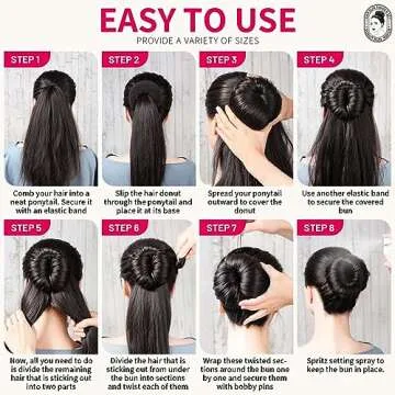 Teenitor Hair Styling Kit: 5 Bands, 20 Bobby Pins, 7 Chignons (2 Small, 2 Medium, 1 Large, 1 Extra-Large), Black