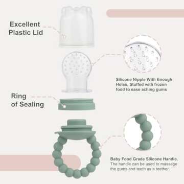 Milkybox Silicone Baby Food Feeders + Freezer Tray for Batch Prep, Set of 2, Introduce New Foods Safely, Double as Silicone Teething Toys, Includes 2 Extra Food Pouches & Travel Lids