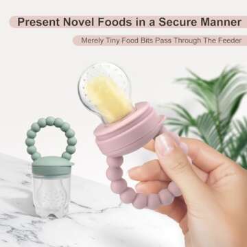 Milkybox Silicone Baby Food Feeders + Freezer Tray for Batch Prep, Set of 2, Introduce New Foods Safely, Double as Silicone Teething Toys, Includes 2 Extra Food Pouches & Travel Lids