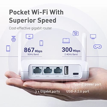 GL.iNet Opal Secure Travel WiFi Router AC1200