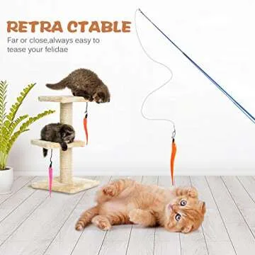 Interactive Cat Feather Wand with Teaser Refills