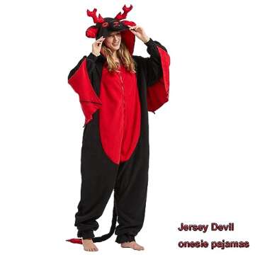 WAWRTOU Jersey Devil Onesie for Adults - Halloween One-piece Mythical and Comfortable Unisex