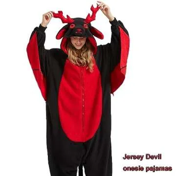 WAWRTOU Jersey Devil Onesie for Adults - Halloween One-piece Mythical and Comfortable Unisex