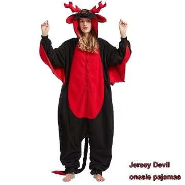 WAWRTOU Jersey Devil Onesie for Adults - Halloween One-piece Mythical and Comfortable Unisex