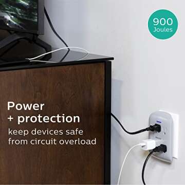 Philips Philips 6-Outlet Extender Surge Protector, 900 Joules, 3-Prong, Space Saving Design, Protection Indicator LED Light, 1 Pack, Grey, SPP3461GR/37