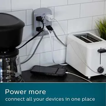 Philips Philips 6-Outlet Extender Surge Protector, 900 Joules, 3-Prong, Space Saving Design, Protection Indicator LED Light, 1 Pack, Grey, SPP3461GR/37