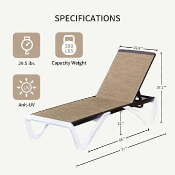 Domi Outdoor Living Adjustable Aluminum Chaise Lounge